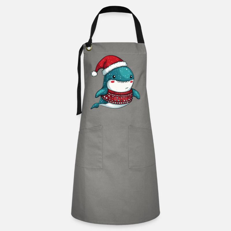 Noël baleine - Tablier contrasté - gris/noir