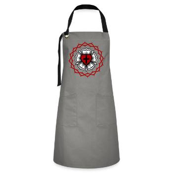 Lutheran rose and Crown of thorns - Artisan Apron - grey/black - Front - Zoe (177cm)