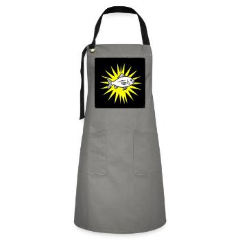 Cool fish in punk rock & pop art style - Artisan Apron - grey/black - Front - Zoe (177cm)