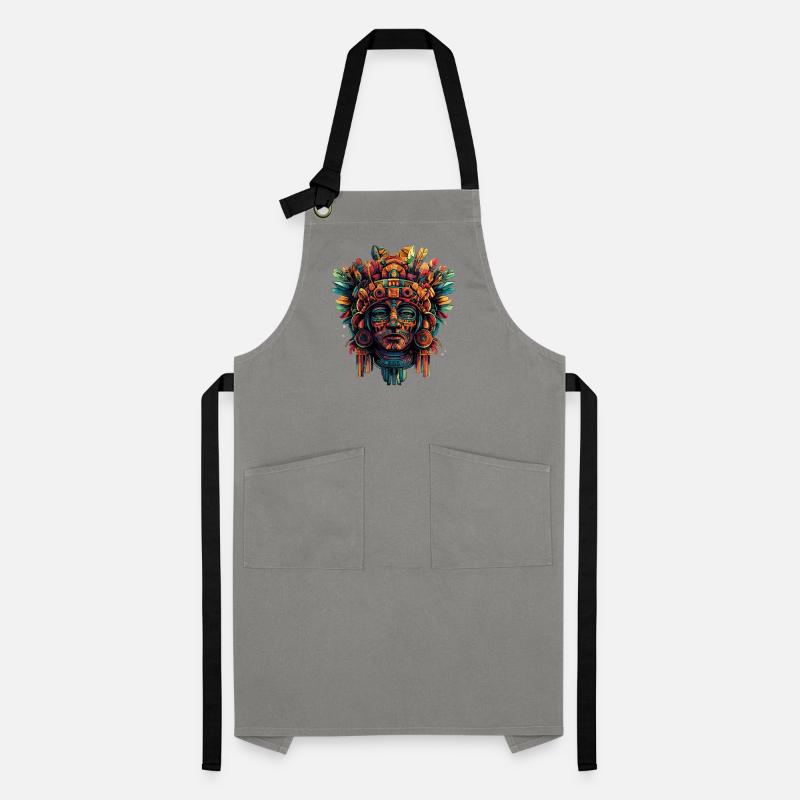 Aztec Mask with Feathers Artisan Apron