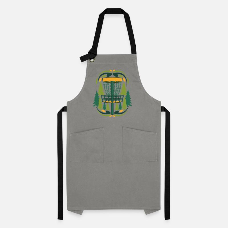 Forest Disc Golf Basket Flying Disc Scene Artisan Apron