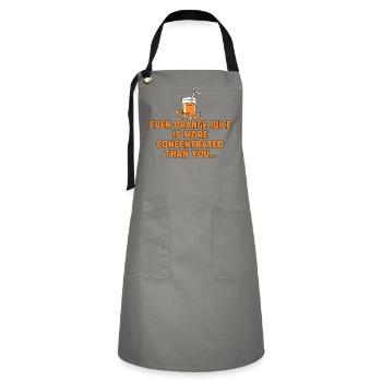 Orange Juice Concentration Funny Saying - Artisan Apron - grey/black - Front - Zoe (177cm)