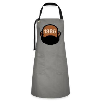 1986 Birthday POC MAN DAD - Kontrastschürze - Grau/Schwarz - Vorne - Zoe (177cm)