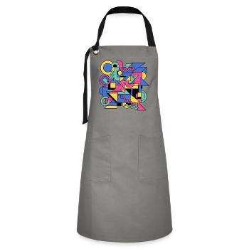 Memphis Geometry Play of Colors - Artisan Apron - grey/black - Front - Zoe (177cm)