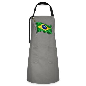Brasilien Flagge - Kontrastschürze - Grau/Schwarz - Vorne - Zoe (177cm)