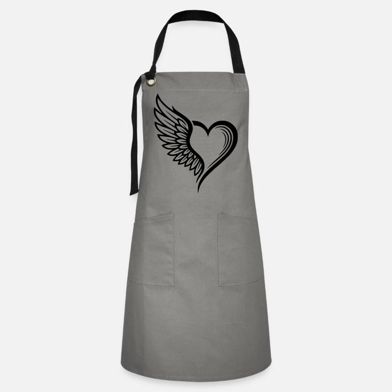 logo coeur ailes d'ange - Tablier contrasté - gris/noir