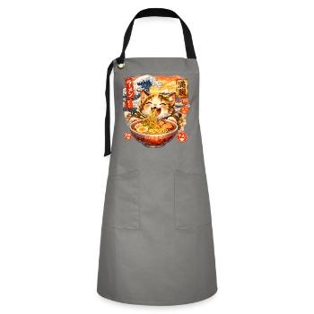 Ramen Kawaii Katzen TShirt I Japanisches Essen - Kontrastschürze - Grau/Schwarz - Vorne - Zoe (177cm)