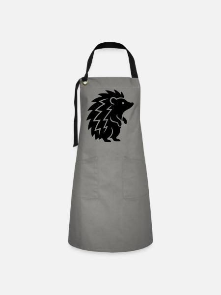 Igel - Kontrastschürze - Grau/Schwarz