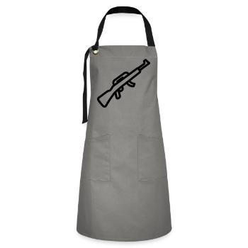 Maschinenpistole - Kontrastschürze - Grau/Schwarz - Vorne - Zoe (177cm)