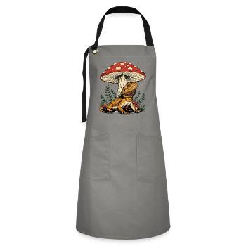 Bearded Dragon Mushroom Pogona Lover - Artisan Apron - grey/black - Front - Zoe (177cm)