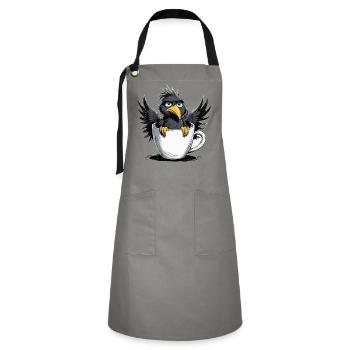 Morning grouch coffee no desire raven bad mood - Artisan Apron - grey/black - Front - Zoe (177cm)