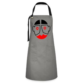Halloween Carnival Clown Mask Motif - Artisan Apron - grey/black - Front - Zoe (177cm)