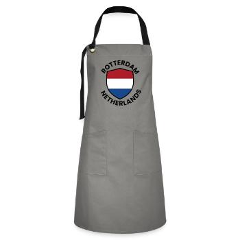 Rotterdam Shield-Flagge - Kontrastschürze - Grau/Schwarz - Vorne - Zoe (177cm)