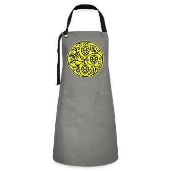 Hopfen Gerste Malz Symbol - Kontrastschürze - Grau/Schwarz - Vorne - Zoe (177cm)