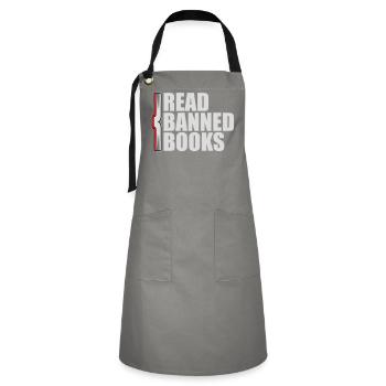 Read Banned Books Verbotene Bücher Lesen Freiheit - Artisan Apron - grey/black - Front - Zoe (177cm)