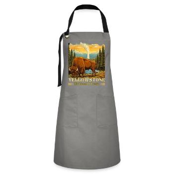 Yellowstone National Park Buffalo Camping - Artisan Apron - grey/black - Front - Zoe (177cm)