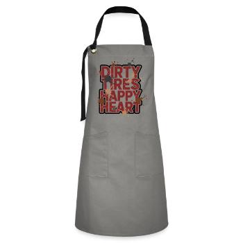Dirty Tires Happy Heart Offroad-Design - Kontrastschürze - Grau/Schwarz - Vorne - Zoe (177cm)