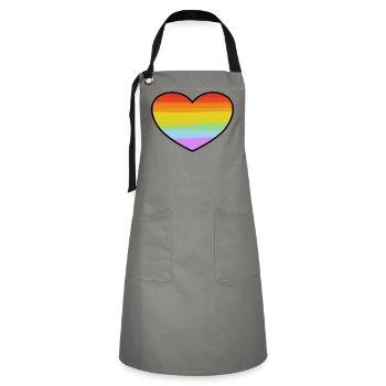 Rainbow Pride Heart - Artisan Apron - grey/black - Front - Zoe (177cm)