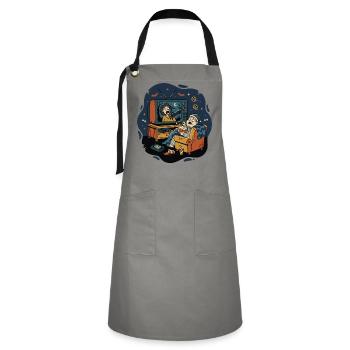Horror Home Movie Night Fear Humor - Artisan Apron - grey/black - Front - Zoe (177cm)