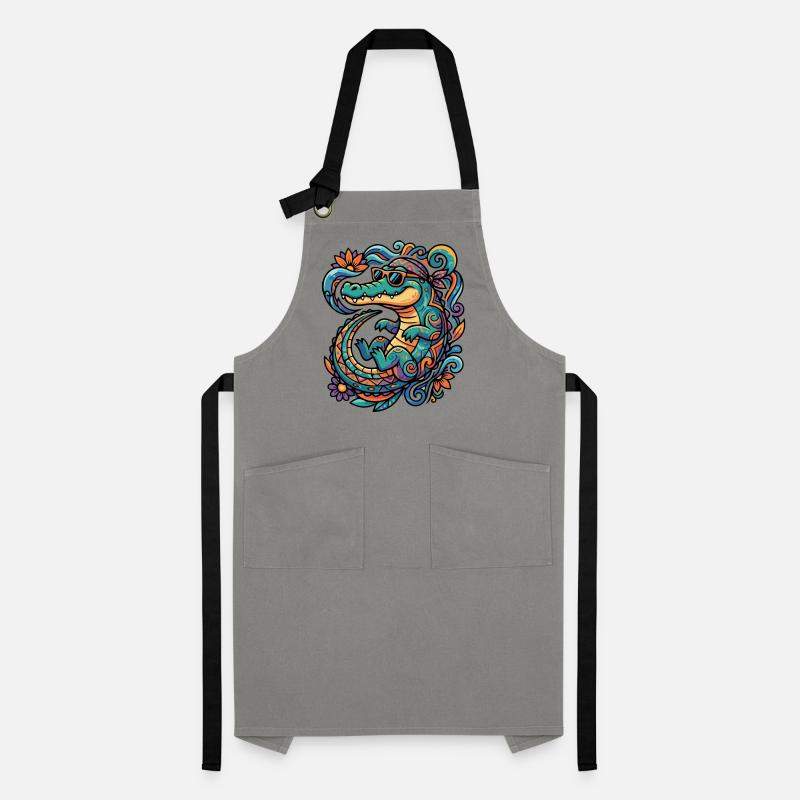 Retro Crocodile Creative Tropics Pattern Summery Artisan Apron