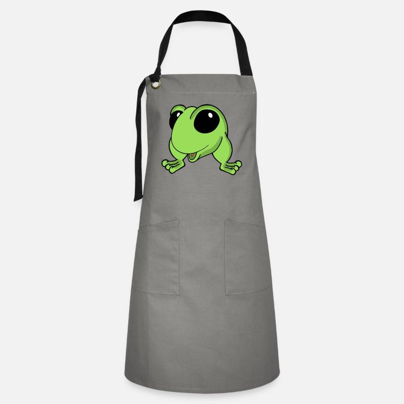 Animé Grenouille Lime : Acclamation - Tablier contrasté - gris/noir