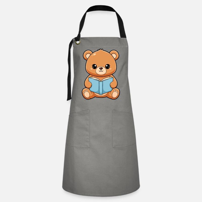 Bear Reding Boot cute Kawaii Readers - Artisan Apron - grey/black