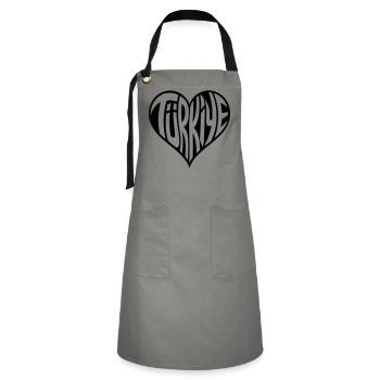 Türkiye, Turkey Heart Font Design - Artisan Apron - grey/black - Front - Zoe (177cm)