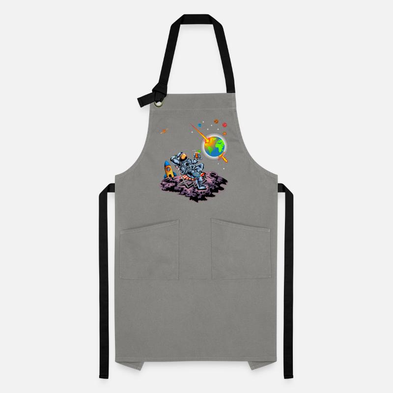 Astronaut Relaxing Earth Exploding Space Humor Art Artisan Apron