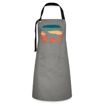 Dingo Australischer Wildhund Tierliebhaber Design - Kontrastschürze - Grau/Schwarz - Vorne - Zoe (177cm)