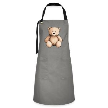 ours en peluche, nounours, animal en peluche - Tablier contrasté - gris/noir - Devant - Zoe (177cm)