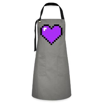 Pixel Heart 8-Bit Health - Artisan Apron - grey/black - Front - Zoe (177cm)