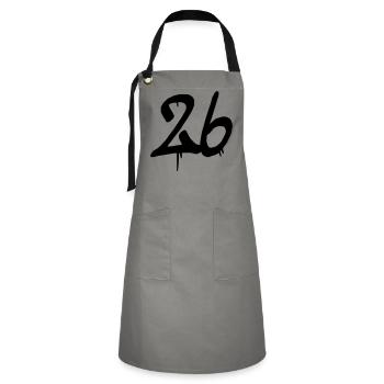 26 - Kontrastschürze - Grau/Schwarz - Vorne - Zoe (177cm)