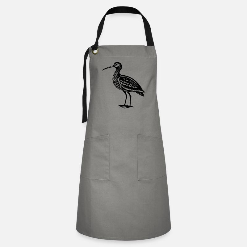 Curlew Bird - Artisan Apron - grey/black