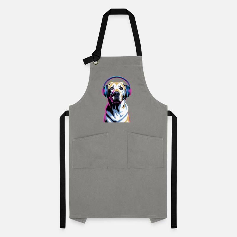 Labrador mit Kopfhörern Kontrastschürze