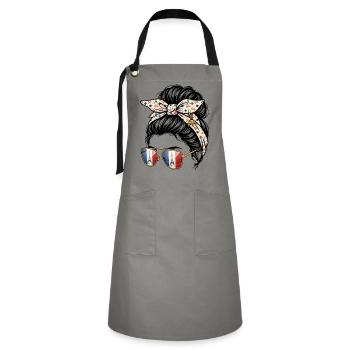 Fille Chignon Décoiffé France Tour Eiffel - Tablier contrasté - gris/noir - Devant - Zoe (177cm)