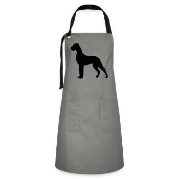 Deutsche Dogge - Kontrastschürze - Grau/Schwarz - Vorne - Zoe (177cm)