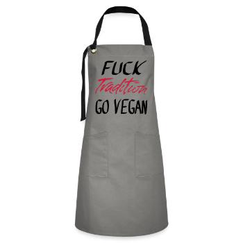 FUCK Tradition GO VEGAN - Tablier contrasté - gris/noir - Devant - Zoe (177cm)