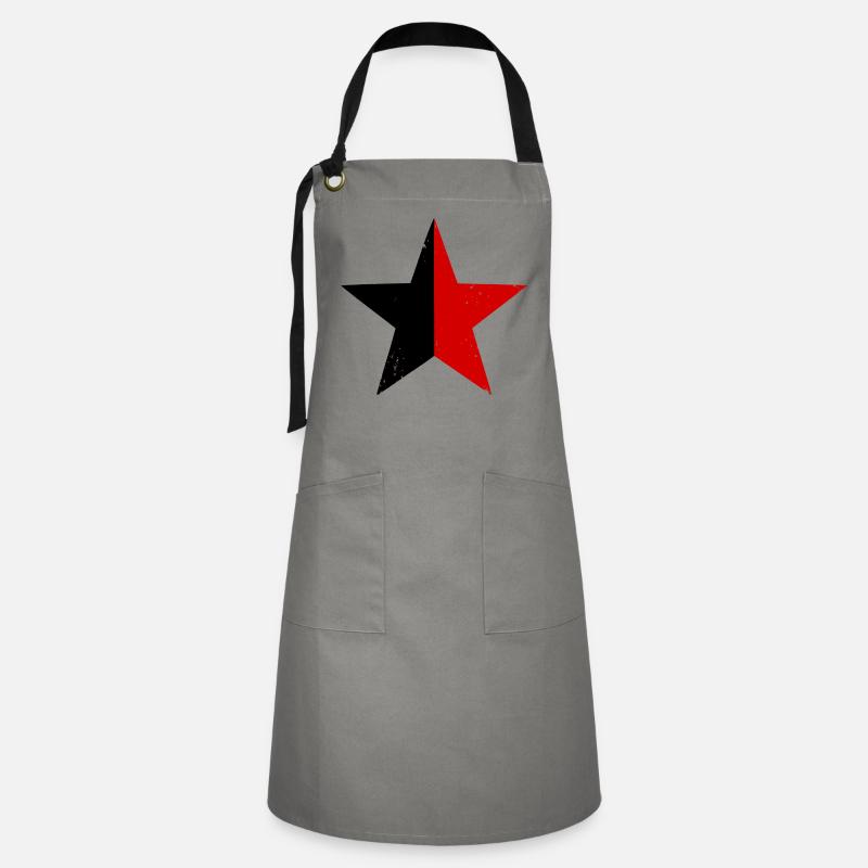 Black-red star - Artisan Apron - grey/black