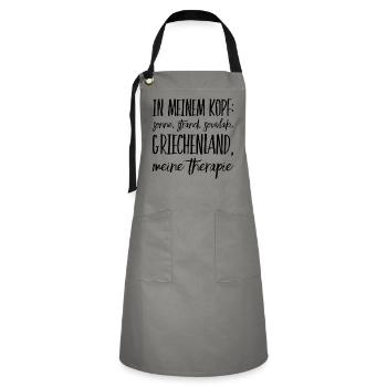Lustiger Griechischer Spruch Griechenland Geschenk - Kontrastschürze - Grau/Schwarz - Vorne - Zoe (177cm)