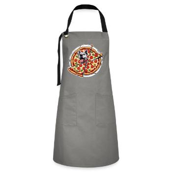 Pizza / Restauration rapide / Italienne / Margherita - Tablier contrasté - gris/noir - Devant - Zoe (177cm)