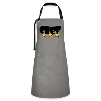 Chef Étoilé : Design 3 Étoiles Gastronomie - Tablier contrasté - gris/noir - Devant - Zoe (177cm)