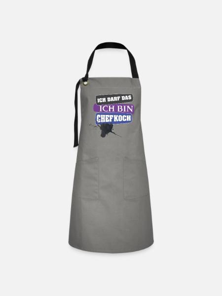Ich darf das ich bin Chefkoch Küche kochen - Kontrastschürze - Grau/Schwarz