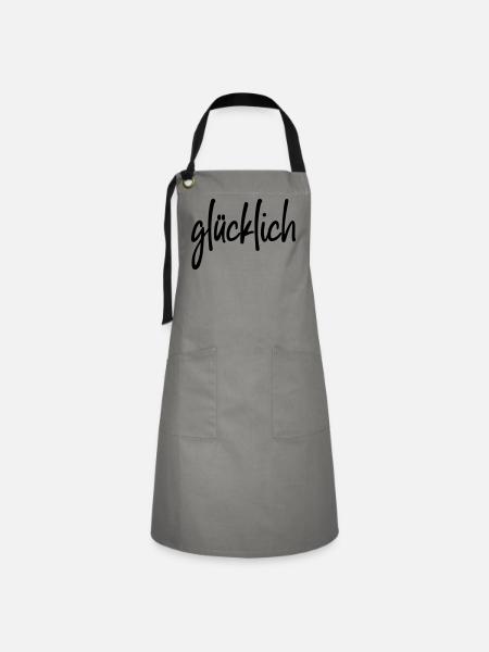 glücklich - Kontrastschürze - Grau/Schwarz