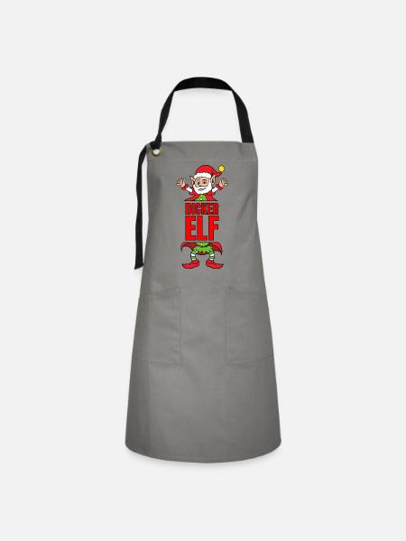 Dicker Elf Partnerlook Weihnachtself - Kontrastschürze - Grau/Schwarz