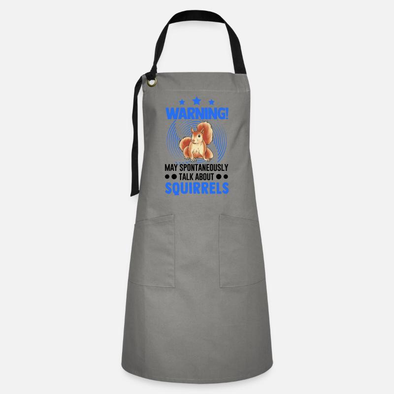 Warning Squirrel Gray Squirrel - Artisan Apron - grey/black