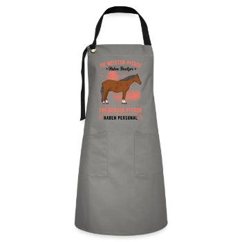Freiberger Pferd Personal - Kontrastschürze - Grau/Schwarz - Vorne - Zoe (177cm)