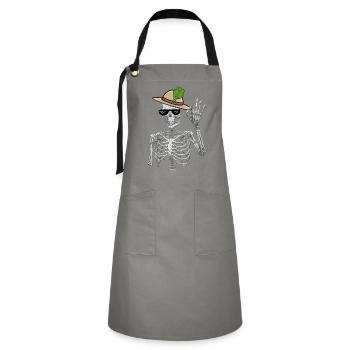 Skelett Gärtner Spinat Gärtnern Mime Vegetarier - Kontrastschürze - Grau/Schwarz - Vorne - Zoe (177cm)