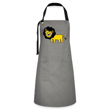 Le lion comme design pour enfants - Tablier contrasté - gris/noir - Devant - Zoe (177cm)
