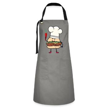 Chilli Koch Köche Köchin Burger Küche kochen - Kontrastschürze - Grau/Schwarz - Vorne - Zoe (177cm)