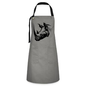 Nashorn Tier Silhouette - Kontrastschürze - Grau/Schwarz - Vorne - Zoe (177cm)